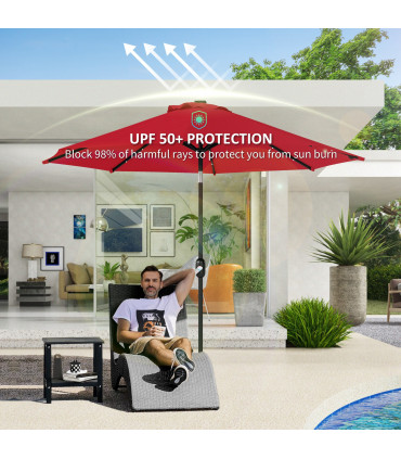 Outsunny UPF 50+ Replacement Parasol Canopy Parasol Cover Replacement, Red