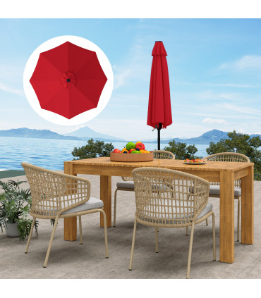Outsunny UPF 50+ Replacement Parasol Canopy Parasol Cover Replacement, Red