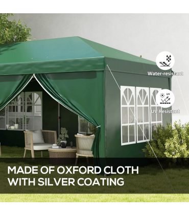 Outsunny 3 x 6m Pop Up Gazebo Party Tent Canopy Marquee with Storage Bag Green
