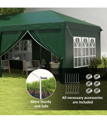 Outsunny 3 x 6m Pop Up Gazebo Party Tent Canopy Marquee with Storage Bag Green