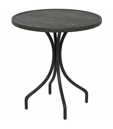 Outsunny Round Garden Table Outdoor Side Table with Steel Frame Grey