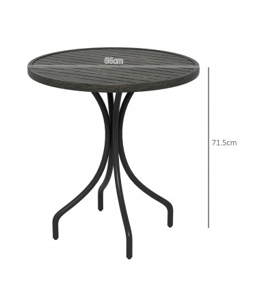 Outsunny Round Garden Table Outdoor Side Table with Steel Frame Grey