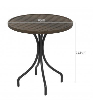 Outsunny Round Garden Table Outdoor Side Table with Steel Frame Brown