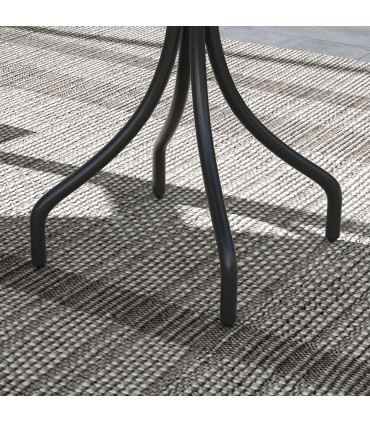 Outsunny Round Garden Table Outdoor Side Table with Steel Frame Brown