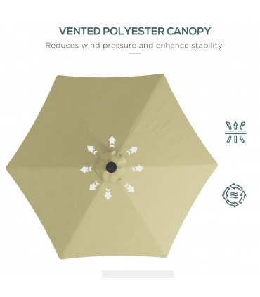 Outsunny 3(m) Cantilever Garden Parasol Umbrella W/ Solar LED and Cover, Beige