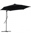 Outsunny 3(m) Cantilever Garden Parasol Umbrella W/ Solar LED and Cover, Black