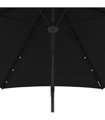 Outsunny 3(m) Cantilever Garden Parasol Umbrella W/ Solar LED and Cover, Black