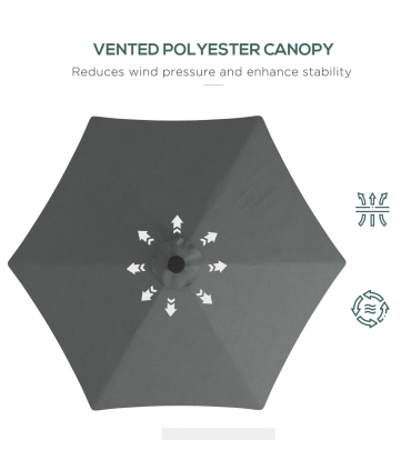 Outsunny 3(m) Cantilever Garden Parasol Umbrella W/ Solar LED and Cover, Grey