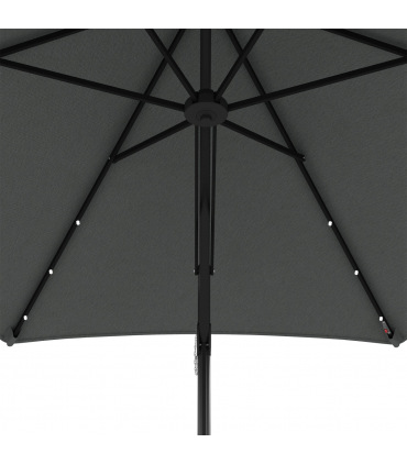 Outsunny 3(m) Cantilever Garden Parasol Umbrella W/ Solar LED and Cover, Grey