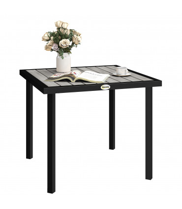 Outsunny Garden Table for 4 Person with 5.4cm Parasol Hole, Light Grey