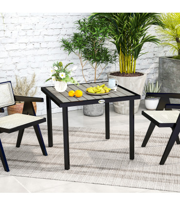 Outsunny Garden Table for 4 Person with 5.4cm Parasol Hole, Light Grey