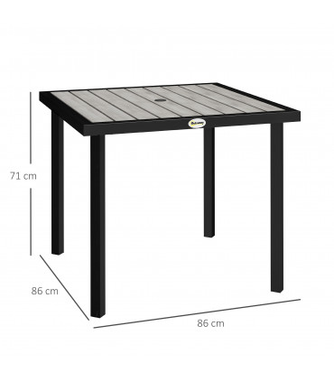 Outsunny Garden Table for 4 Person with 5.4cm Parasol Hole, Light Grey