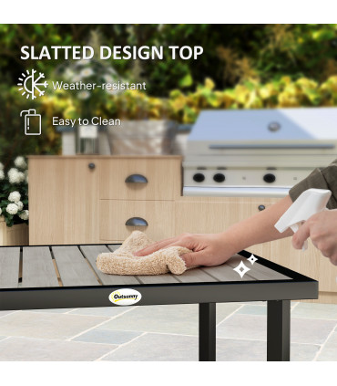 Outsunny Garden Table for 4 Person with 5.4cm Parasol Hole, Light Grey