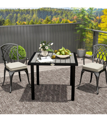 Outsunny Garden Table for 4 Person with 5.4cm Parasol Hole, Light Grey