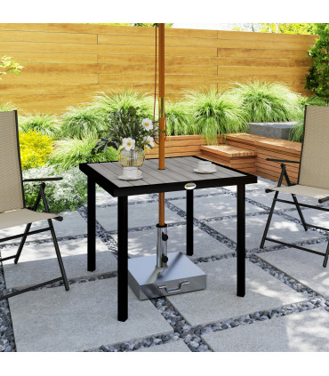 Outsunny Garden Table for 4 Person with 5.4cm Parasol Hole, Light Grey