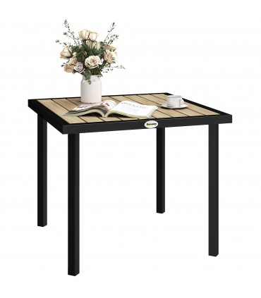 Outsunny Garden Table for 4 Person with 5.4cm Parasol Hole, Brown