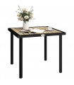 Outsunny Garden Table for 4 Person with 5.4cm Parasol Hole, Brown