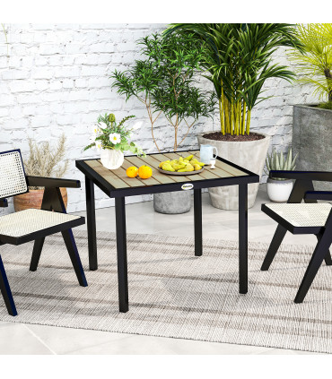 Outsunny Garden Table for 4 Person with 5.4cm Parasol Hole, Brown