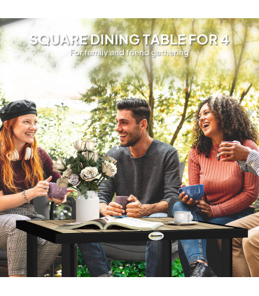 Outsunny Garden Table for 4 Person with 5.4cm Parasol Hole, Brown