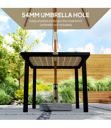 Outsunny Garden Table for 4 Person with 5.4cm Parasol Hole, Brown