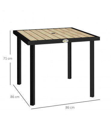 Outsunny Garden Table for 4 Person with 5.4cm Parasol Hole, Brown