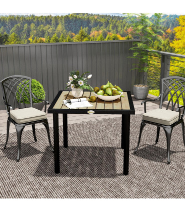 Outsunny Garden Table for 4 Person with 5.4cm Parasol Hole, Brown