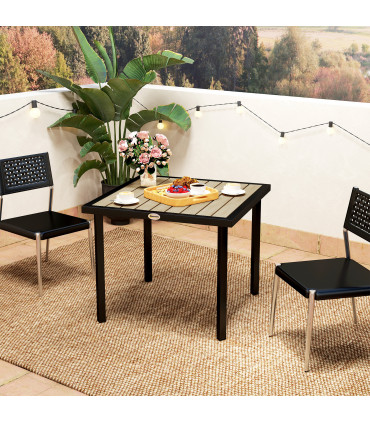 Outsunny Garden Table for 4 Person with 5.4cm Parasol Hole, Brown