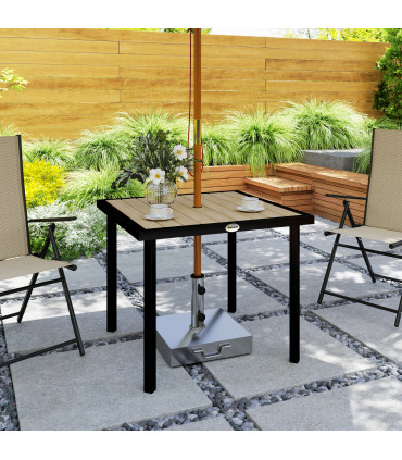 Outsunny Garden Table for 4 Person with 5.4cm Parasol Hole, Brown