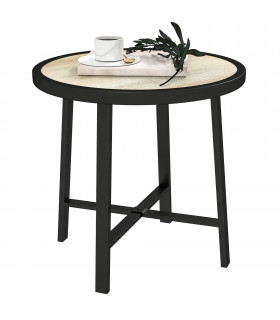 Outsunny 50.5cm Round Garden Table with SPC Tabletop, Nature Wood Finish