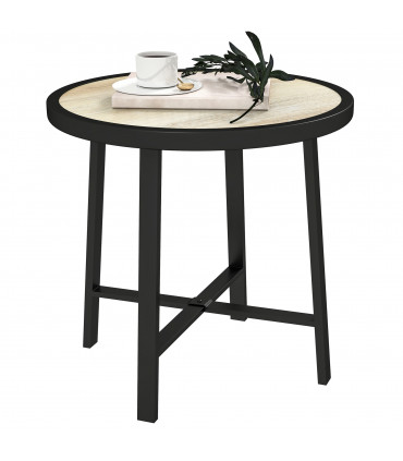 Outsunny 50.5cm Round Garden Table with SPC Tabletop, Nature Wood Finish