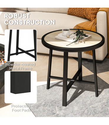 Outsunny 50.5cm Round Garden Table with SPC Tabletop, Nature Wood Finish