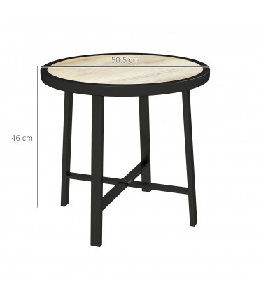 Outsunny 50.5cm Round Garden Table with SPC Tabletop, Nature Wood Finish