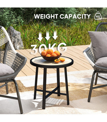 Outsunny 50.5cm Round Garden Table with SPC Tabletop, Nature Wood Finish