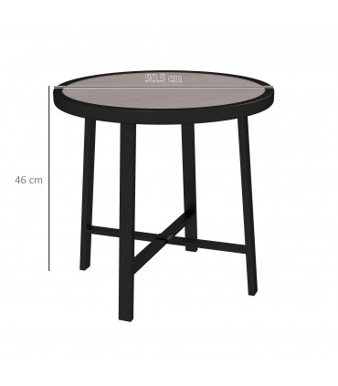 Outsunny 50.5cm Round Garden Table with SPC Tabletop, Grey Wood Effect