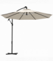 Outsunny 3(m) LED Patio Banana Umbrella Cantilever Parasol w/ Crank, Beige