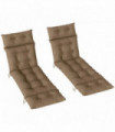Outsunny Garden Lounge Chair Cushions Set of 2, 220gsm Fabric, Khaki