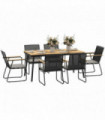 Outsunny 6 Seater Garden Dining Set with Cushions Rattan Backrest, Natural
