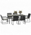 Outsunny 6 Seater Garden Dining Set with Cushions Rattan Backrest, Grey