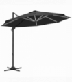 Outsunny 3(m) Solar LED Cantilever Parasol Adjustable Garden Umbrella Dark Grey