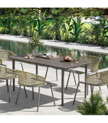 Outsunny Garden Table with Rust Resistant Metal Frame, Dark Grey