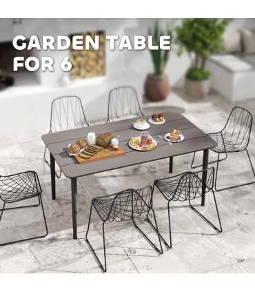 Outsunny Garden Table with Rust Resistant Metal Frame, Dark Grey