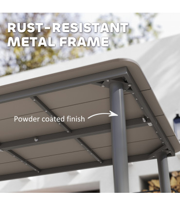 Outsunny Garden Table with Rust Resistant Metal Frame, Dark Grey