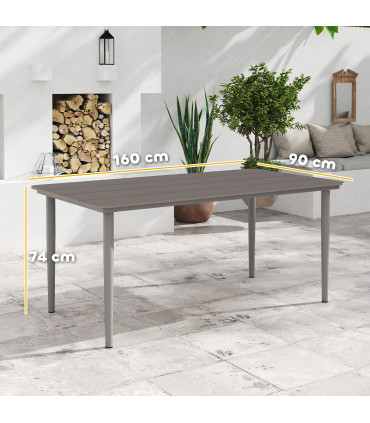 Outsunny Garden Table with Rust Resistant Metal Frame, Dark Grey