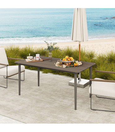 Outsunny Garden Table with Rust Resistant Metal Frame, Dark Grey