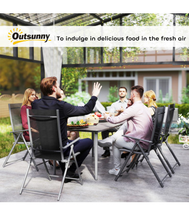 Outsunny Garden Table with Rust Resistant Metal Frame, Dark Grey