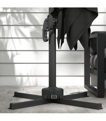 Outsunny 3(m) Solar LED Cantilever Parasol Adjustable Garden Umbrella Dark Grey