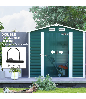 Outsunny 7 x 4ft Upgraded Metal Shed with Lock, Easy to Assemble, Green