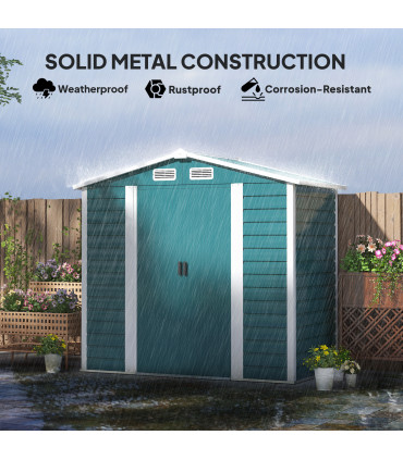 Outsunny 7 x 4ft Upgraded Metal Shed with Lock, Easy to Assemble, Green
