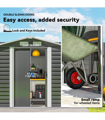 Outsunny 7 x 4ft Upgraded Metal Shed with Lock, Easy to Assemble, Dark Grey