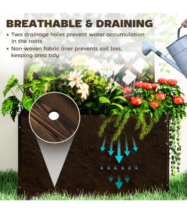 Outsunny Wooden Planter with Trellis and Drainage Holes, Carbonised